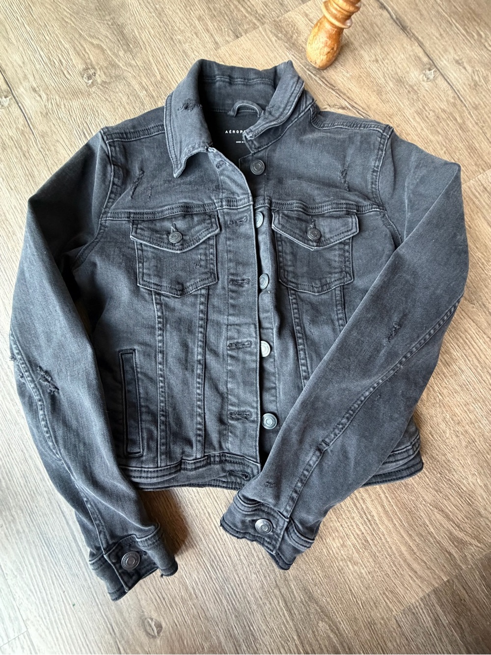 Aeropostale Women's Washed Black Denim Jacket